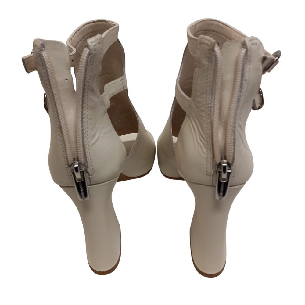 Vince Camuto 8.5 M Roskette Beige Leather Block Heel Sandals Open Toe Buckles - Picture 7 of 13